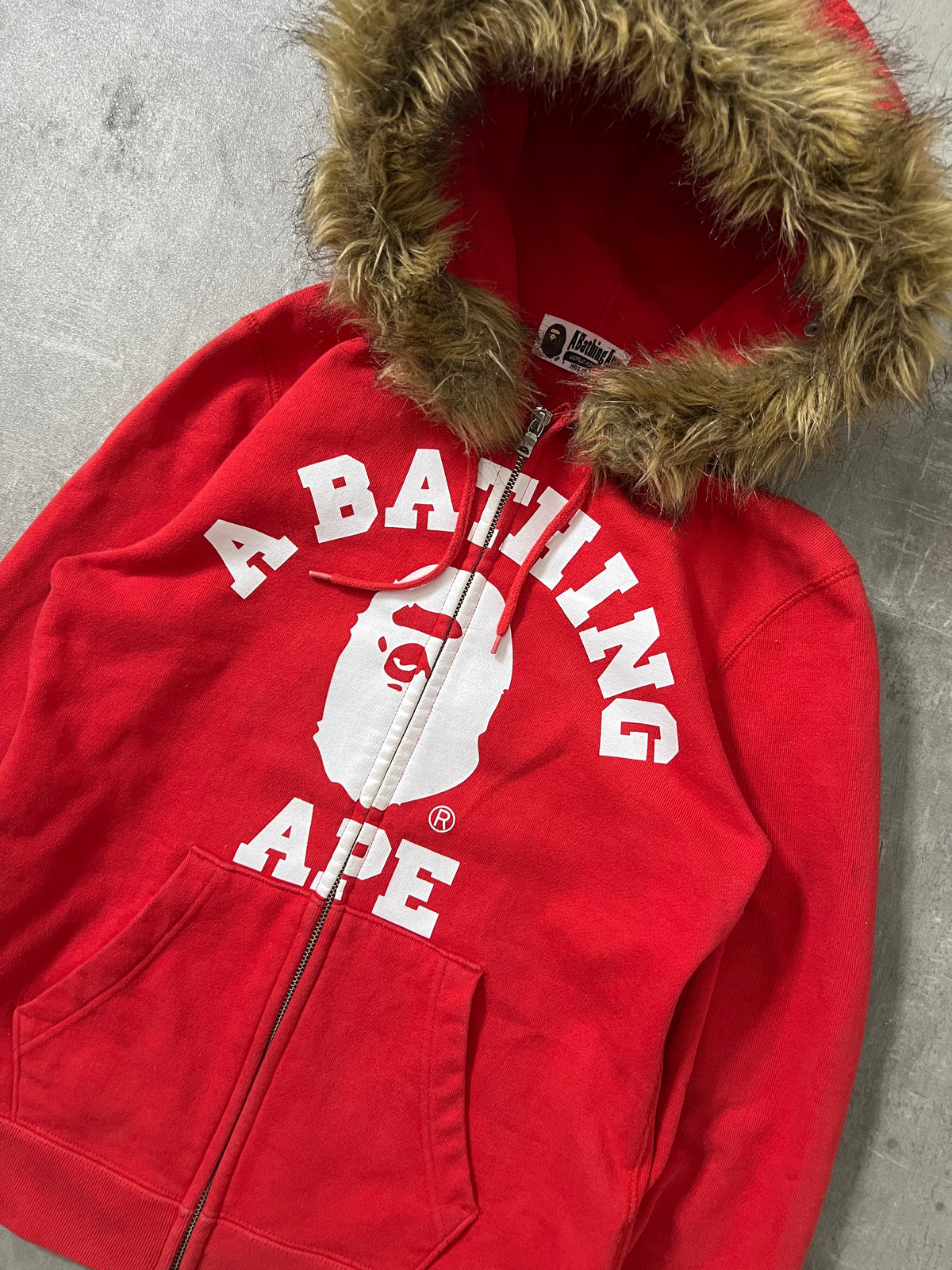 bape classic college fur zipper