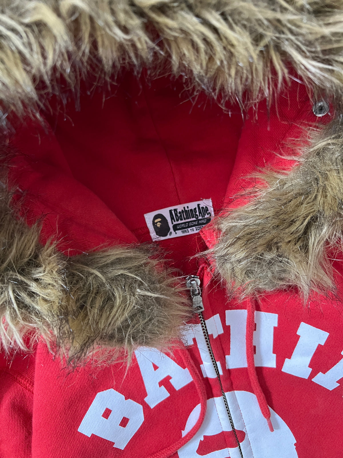 bape classic college fur zipper