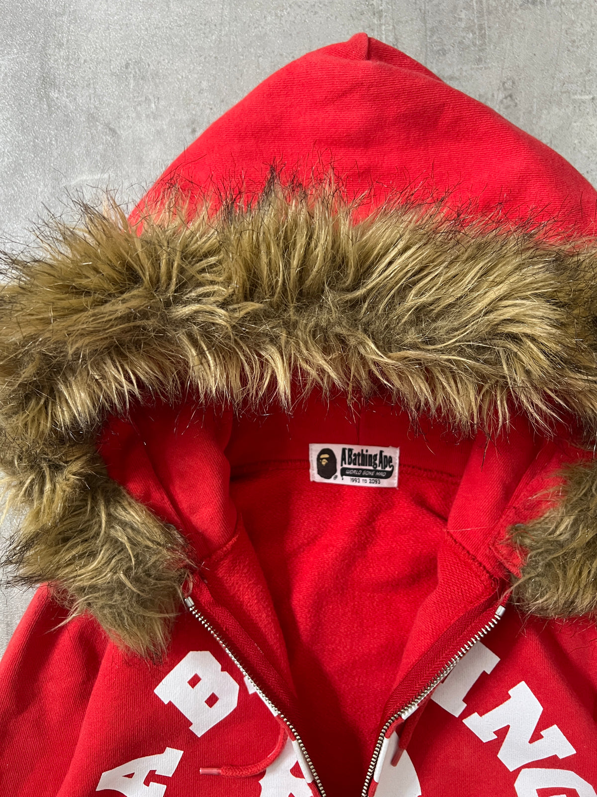 bape classic college fur zipper