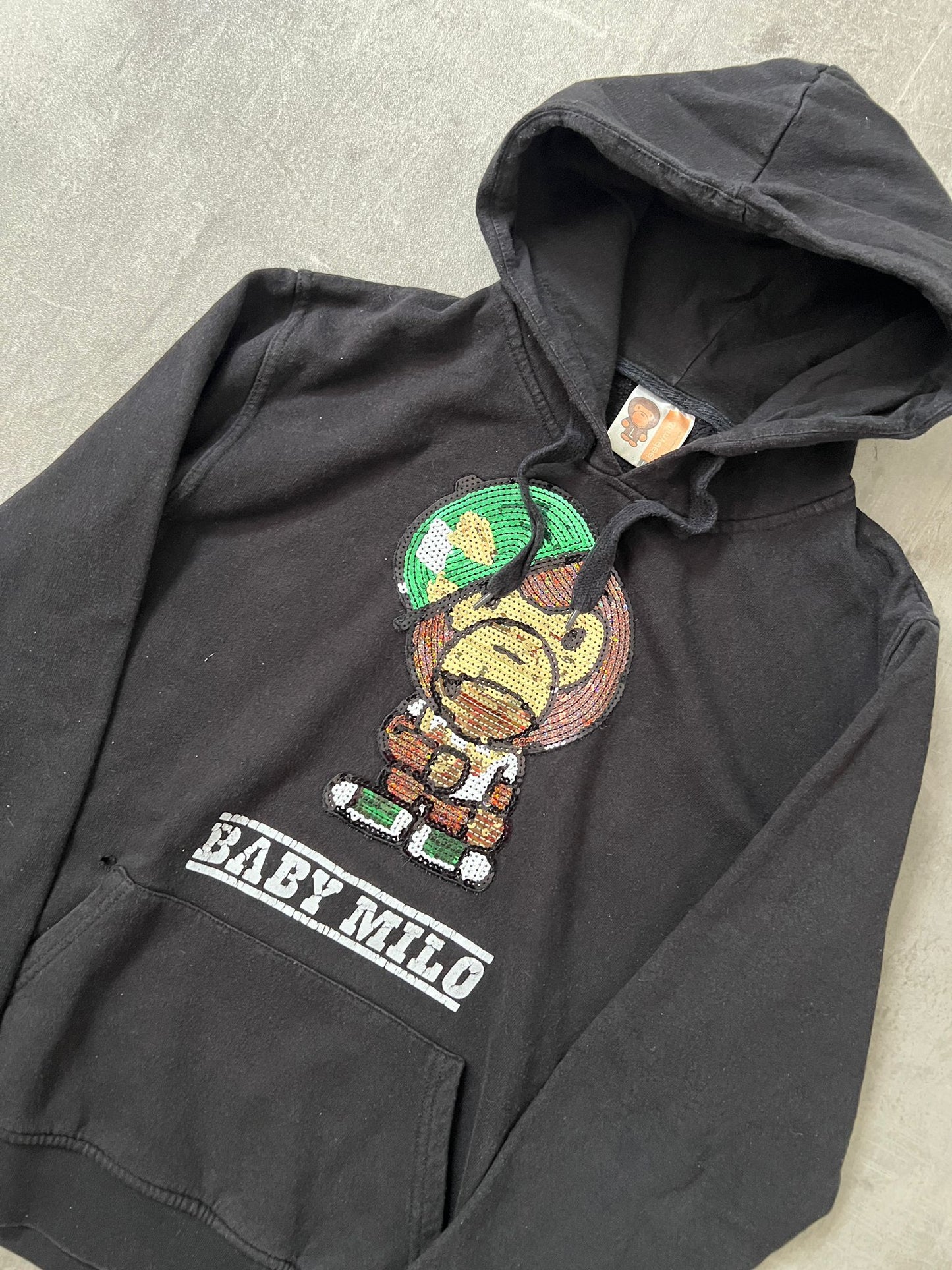 Baby milo hoodie (BLACK)(L)