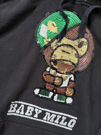 Baby milo hoodie (BLACK)(L)