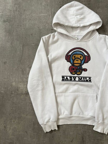 baby milo headphones hoodie (WHITE)(XS)