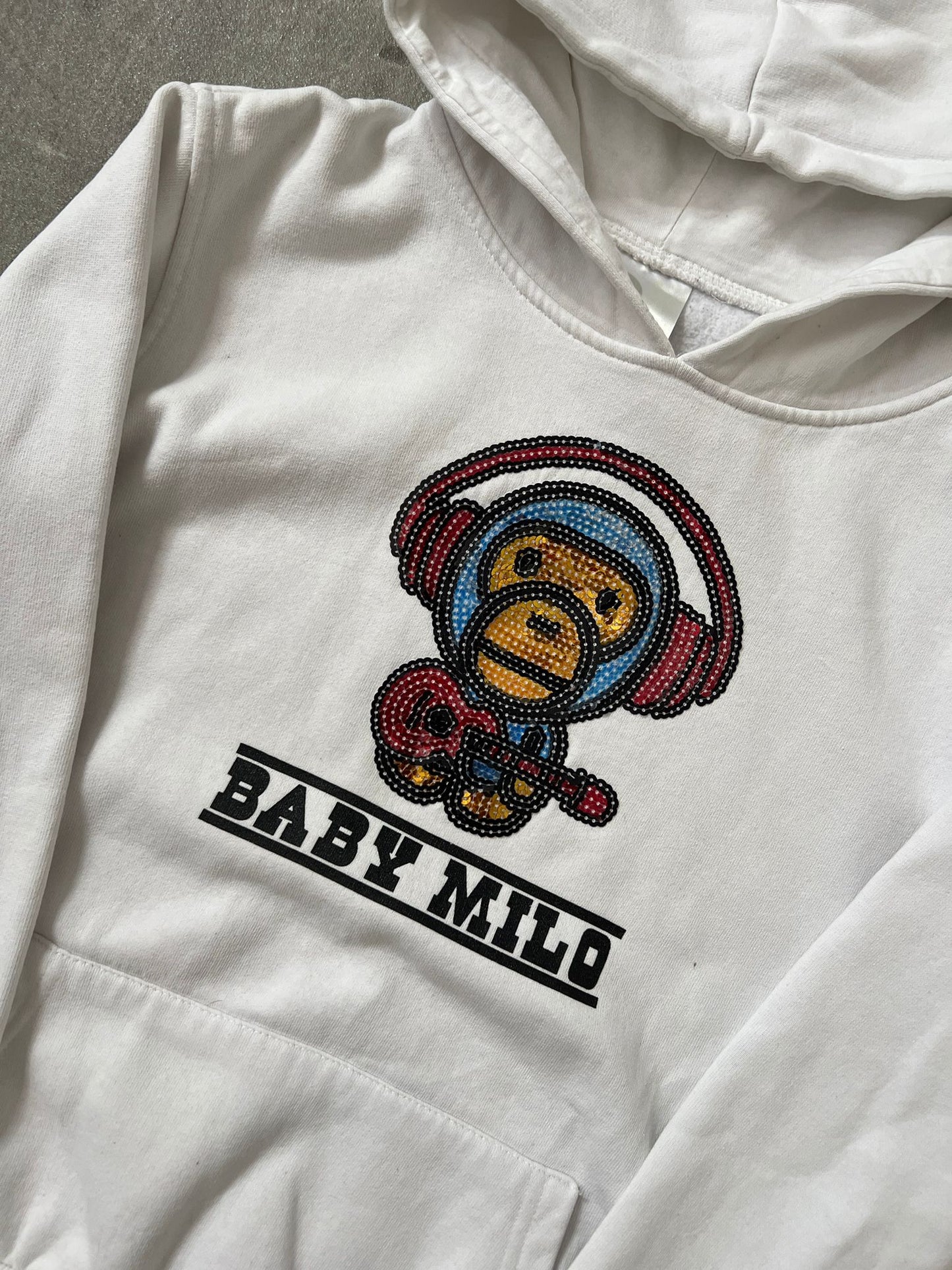 baby milo headphones hoodie (WHITE)(XS)