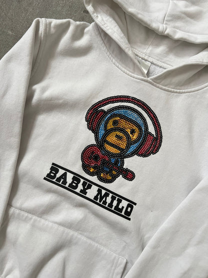 baby milo headphones hoodie (WHITE)(XS)