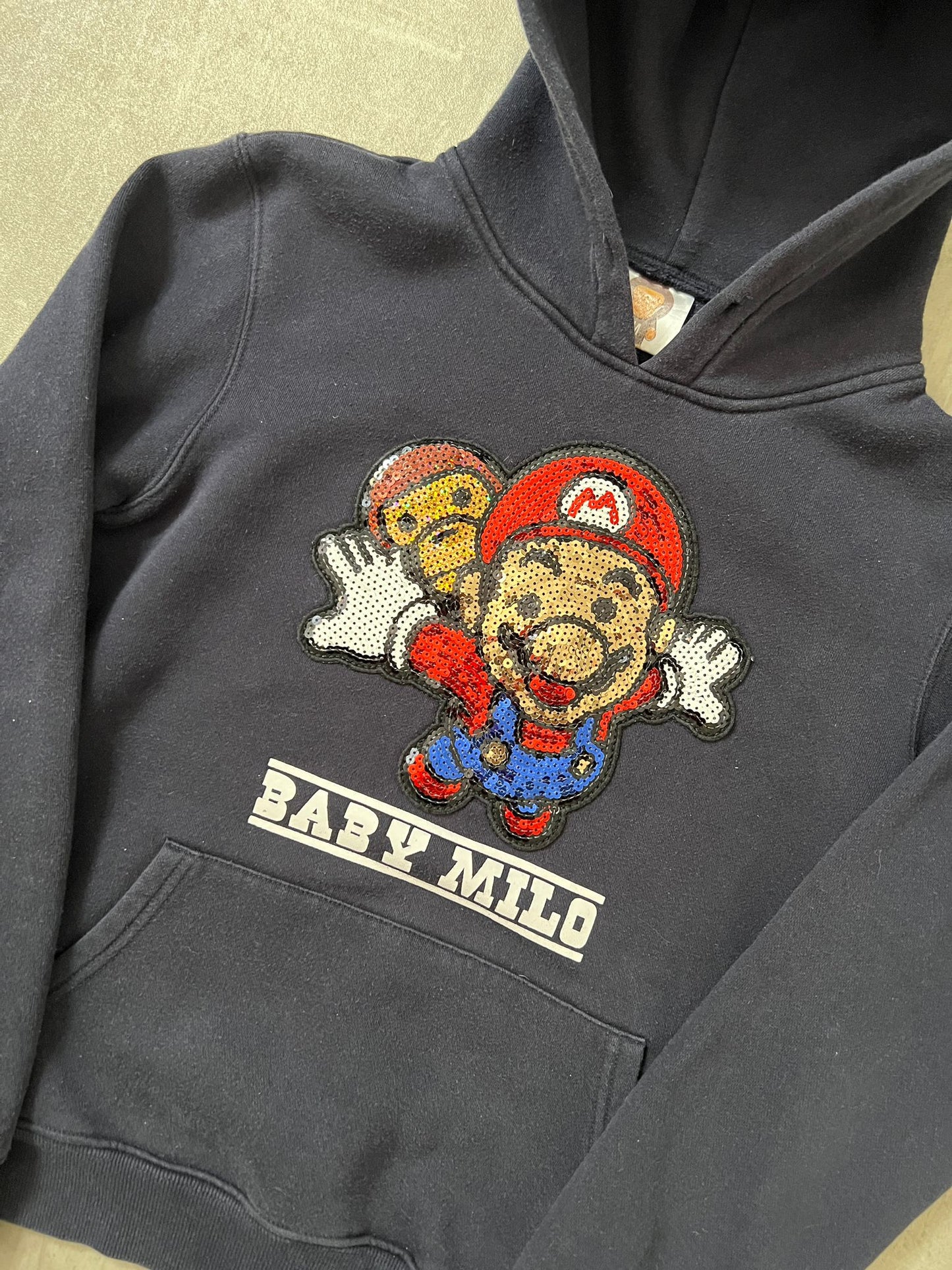 baby milo x mario hoodie (NAVY)(M)