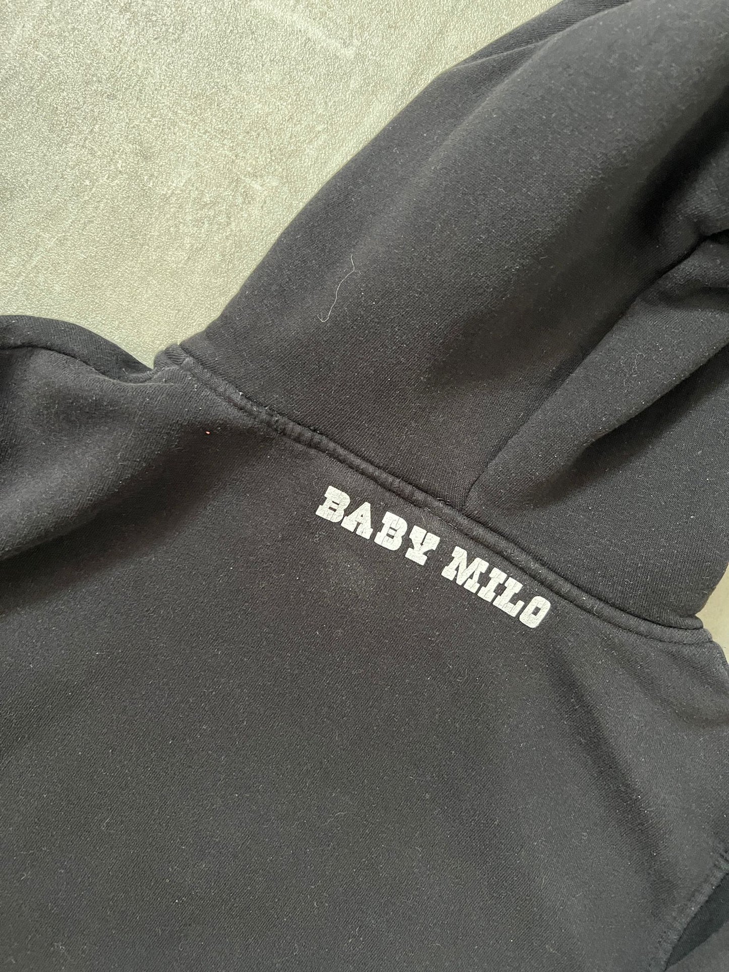 baby milo headphones hoodie (BLACK)(M)