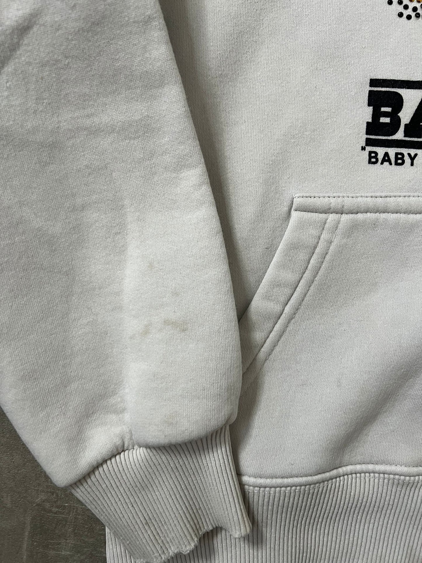baby milo rhinestones hoodie (WHITE)(L)