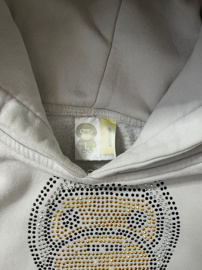 baby milo rhinestones hoodie (WHITE)(L)