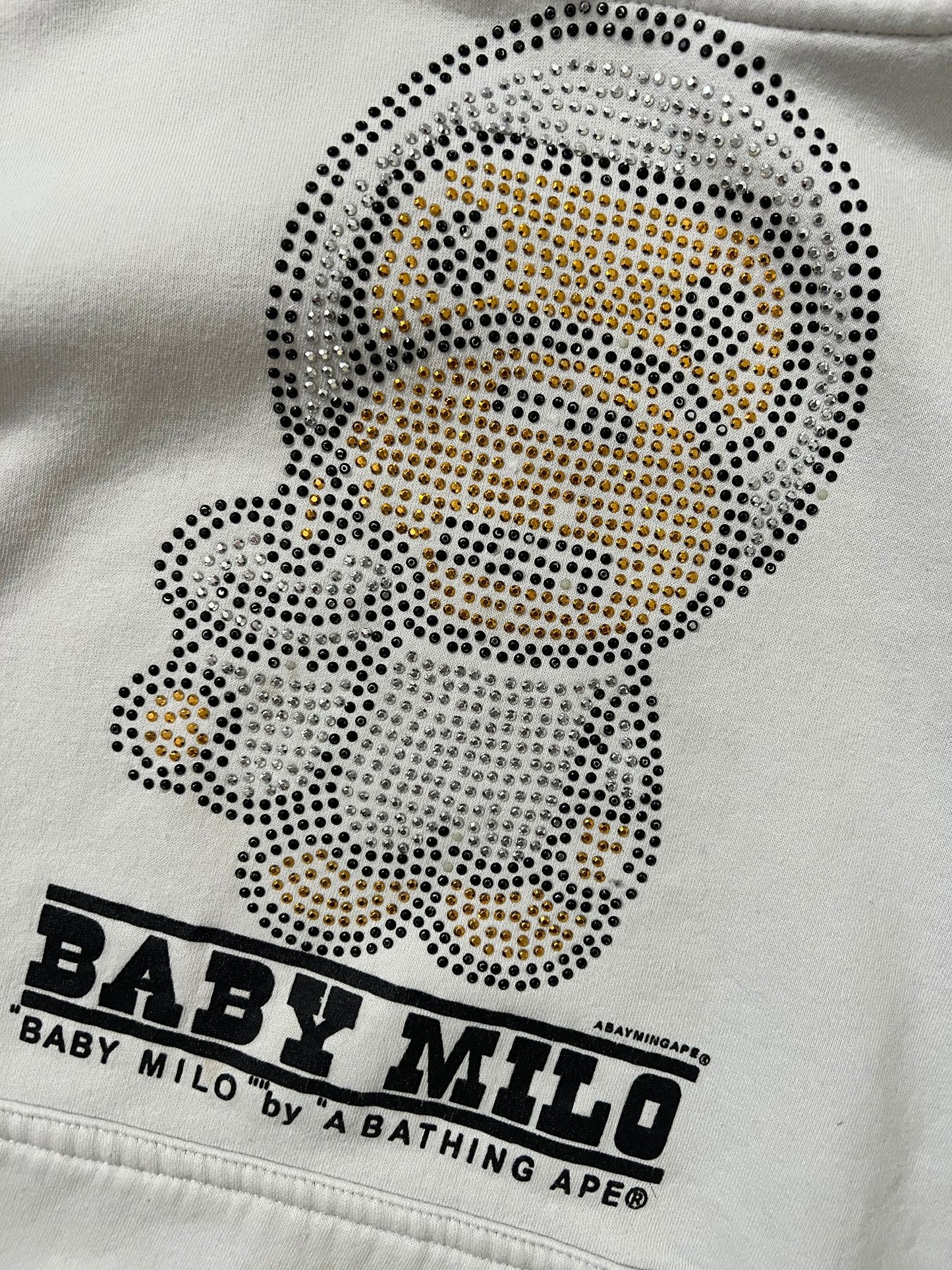 baby milo rhinestones hoodie (WHITE)(L)