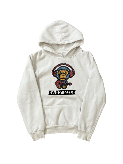 baby milo headphones hoodie (WHITE)(XS)