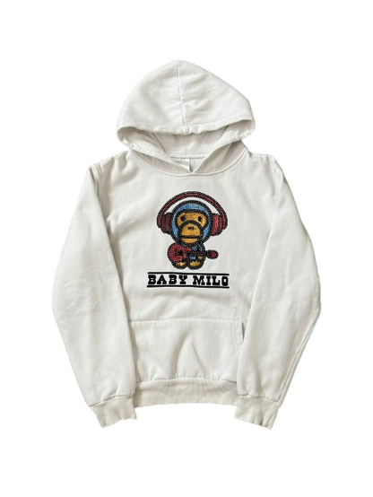 baby milo headphones hoodie (WHITE)(XS)