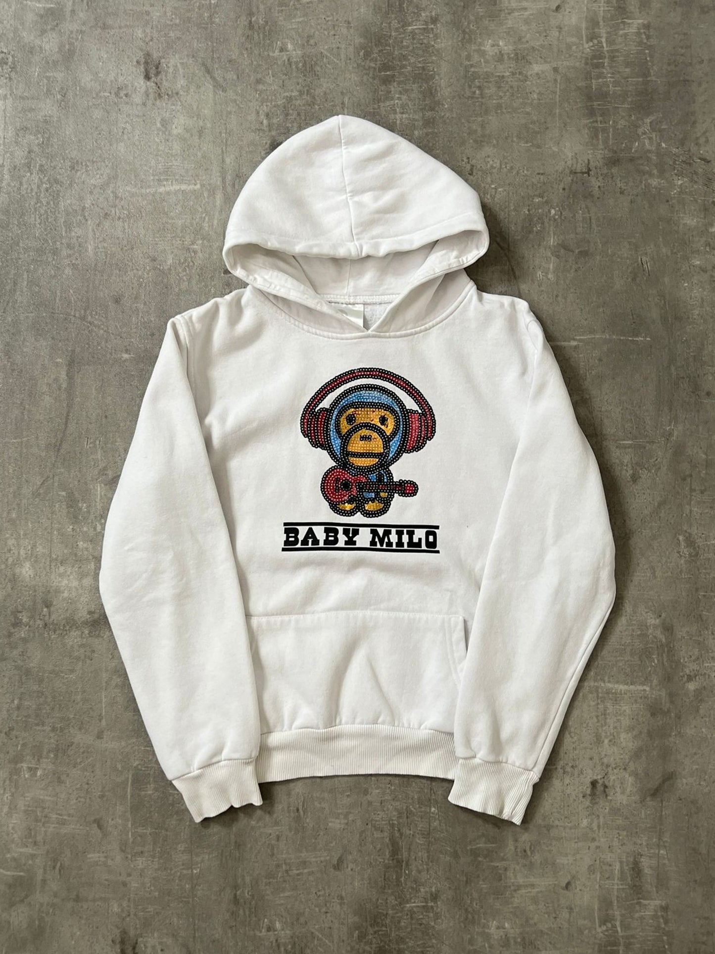 baby milo headphones hoodie (WHITE)(XS)