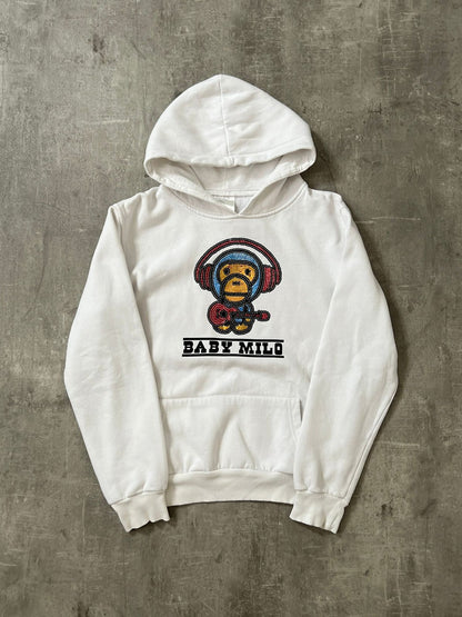 baby milo headphones hoodie (WHITE)(XS)