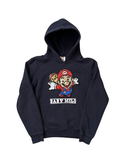 baby milo x mario hoodie (NAVY)(M)