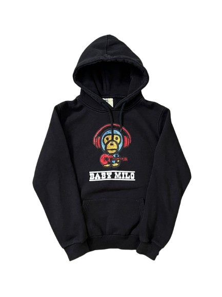baby milo headphones hoodie (BLACK)(M)