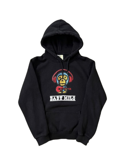 baby milo headphones hoodie (BLACK)(M)
