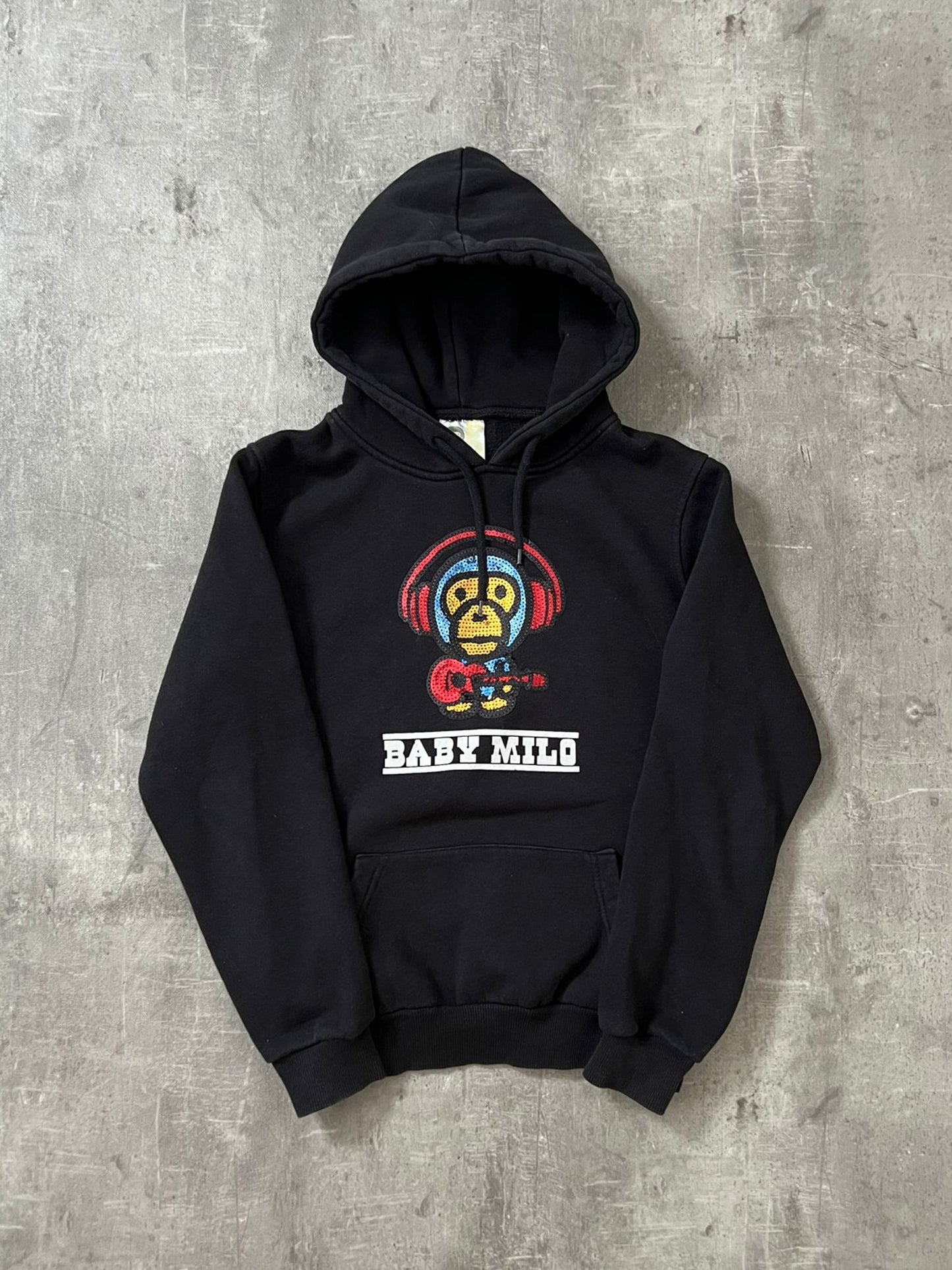 baby milo headphones hoodie (BLACK)(M)