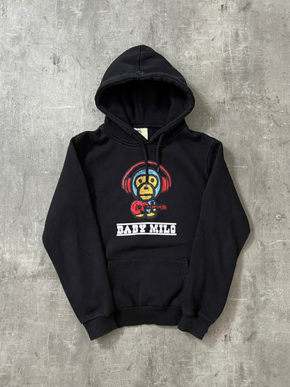 baby milo headphones hoodie (BLACK)(M)