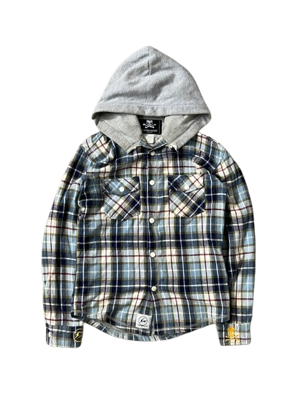 mastermind japan x fragment design plaid hooded jacket (S-M)